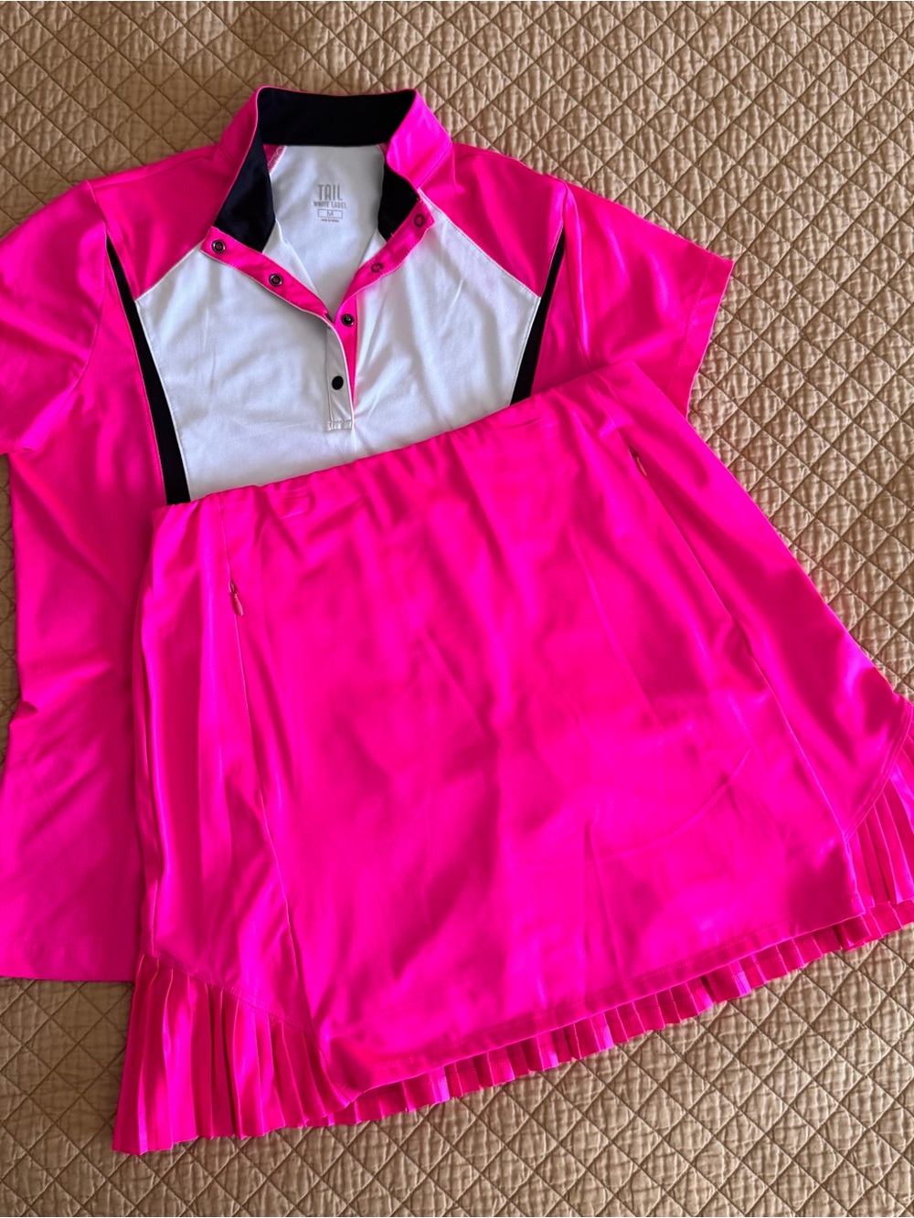 TAIL Hot Pink 2Piece Athletic Top & Skort Set  with Pleated Hem Skirt